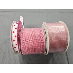 3 Ribbon Lot Pink Baby Shower Decorations Craft Supplies